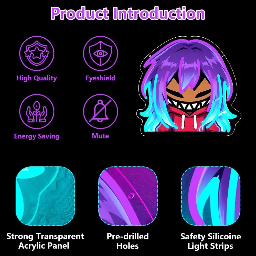 Anime Boy Neon Sign USB Dimmable LED Light For Bedroom Gameroom Streamer Setup Dorm Room Wall Hanging Art Decor Gift Night Light - view 2