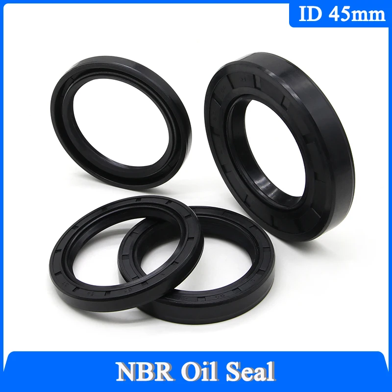 1Pcs  NBR Oil Seal ID 45mm TC-45*55/56/58/60/65/68/70/72/75/80/85/90/100*5/7/8/10/12mm Nitrile Rubber Shaft Double Lip Gasket