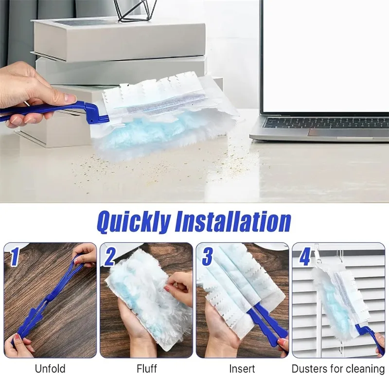 Disposable Static Dusting Cloths with Grip Handle DustRemoval Tool Replacement Sheets for Household Furnishings Window Blinds view 5