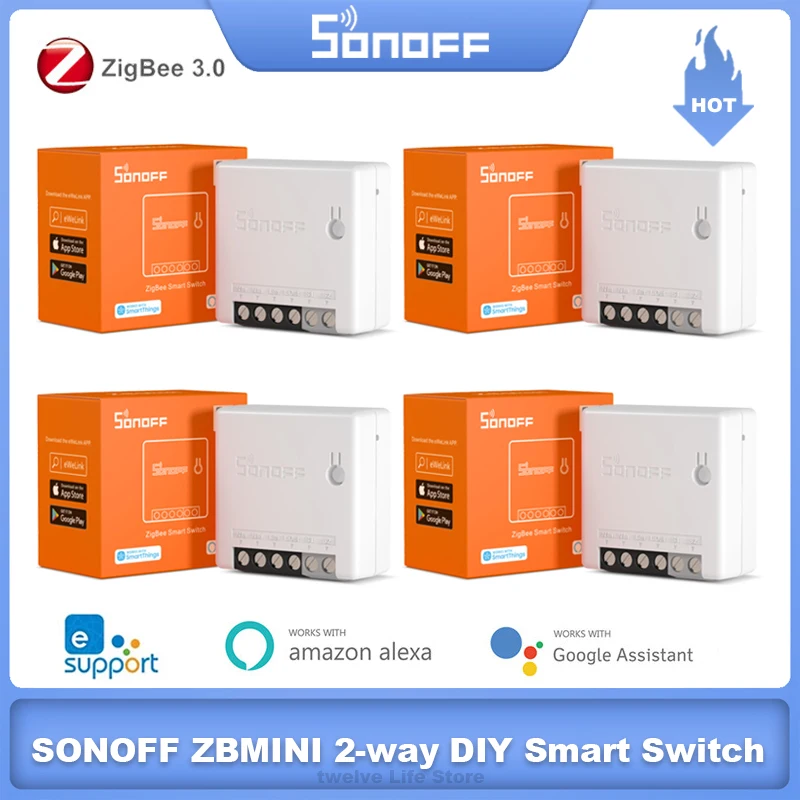 

1/50Pcs SONOFF ZBMINI Zigbee 3.0 Mini Smart Switch DIY 2 Way Module EWelink Remote Control Work with ZBBridge Aelxa Google Home