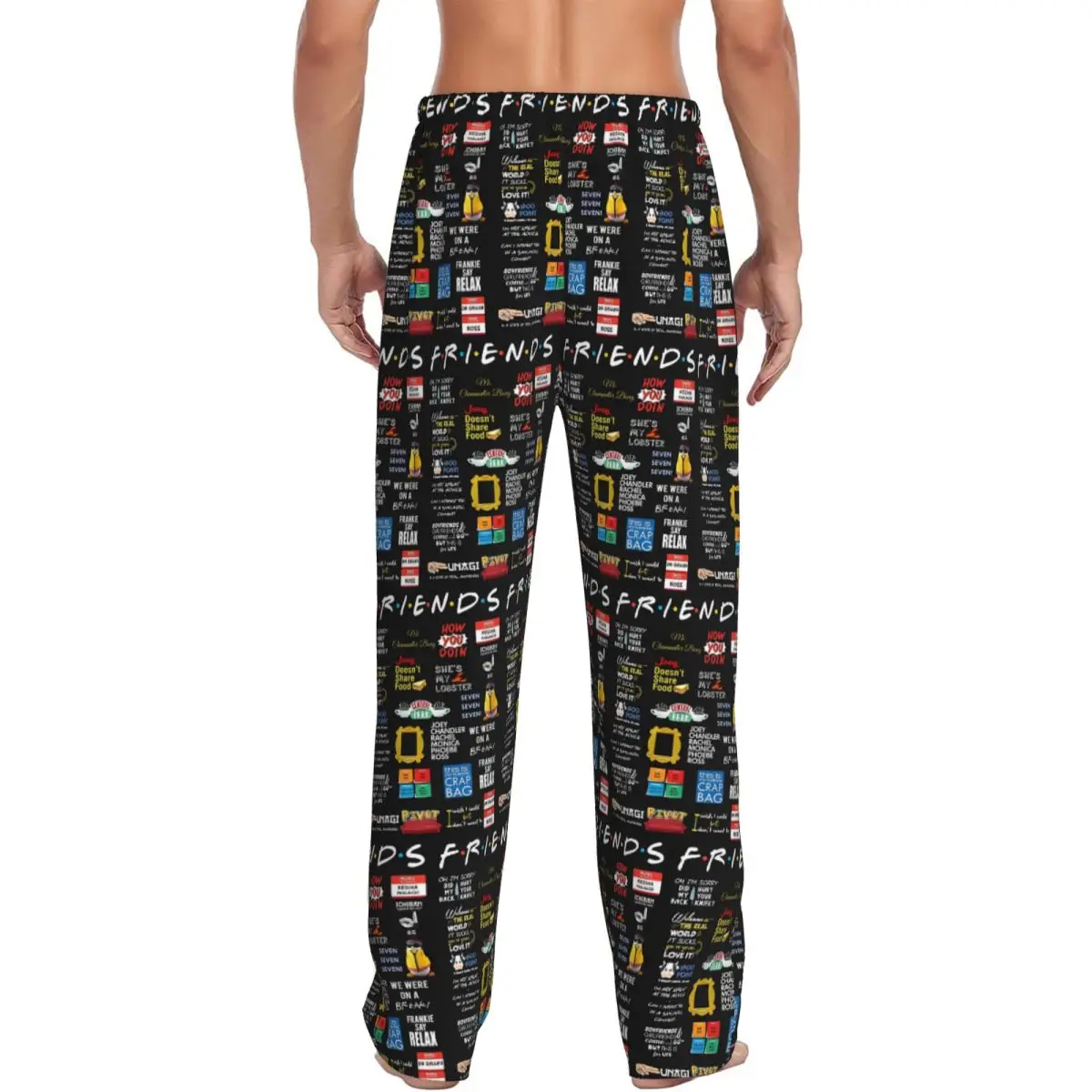 مخصص الأصدقاء بيجامة السراويل ملابس خاصة للرجال حزام مطاط Sitcom TV Show قيعان صالة النوم مع جيوب