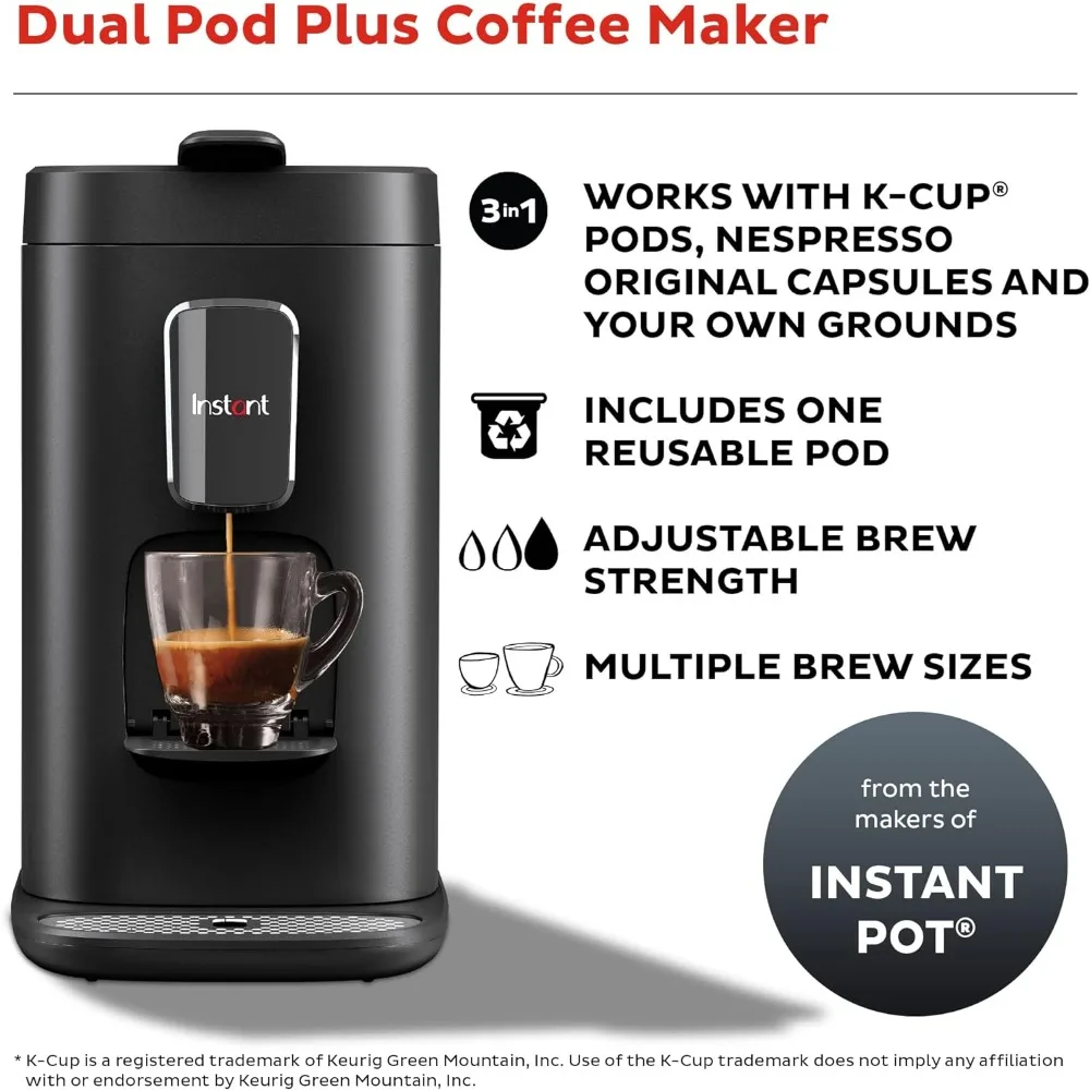 , 3-In-1 Espresso, K-Cup Pod En Gemalen Koffiezetapparaat, Van De Makers Van Instantpot Met Herbruikbare Koffiepad Voor Gemalen Koffie