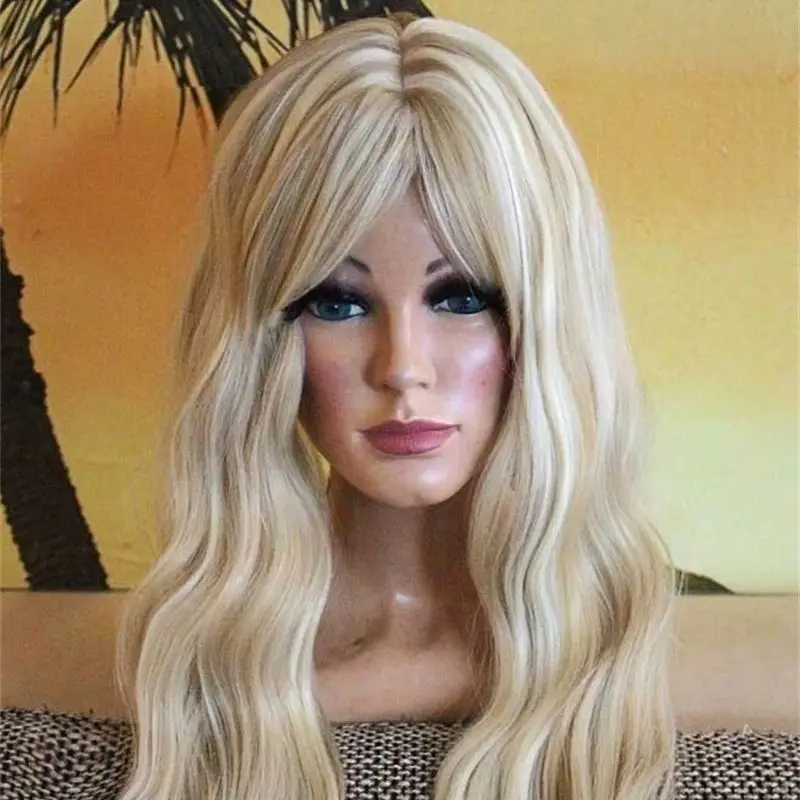 

Модный парик Синтетический парик фронта шнурка Ombre Blonde Mix Светло-коричневый парик с челкой Высокое качество для женщин Термостойкий