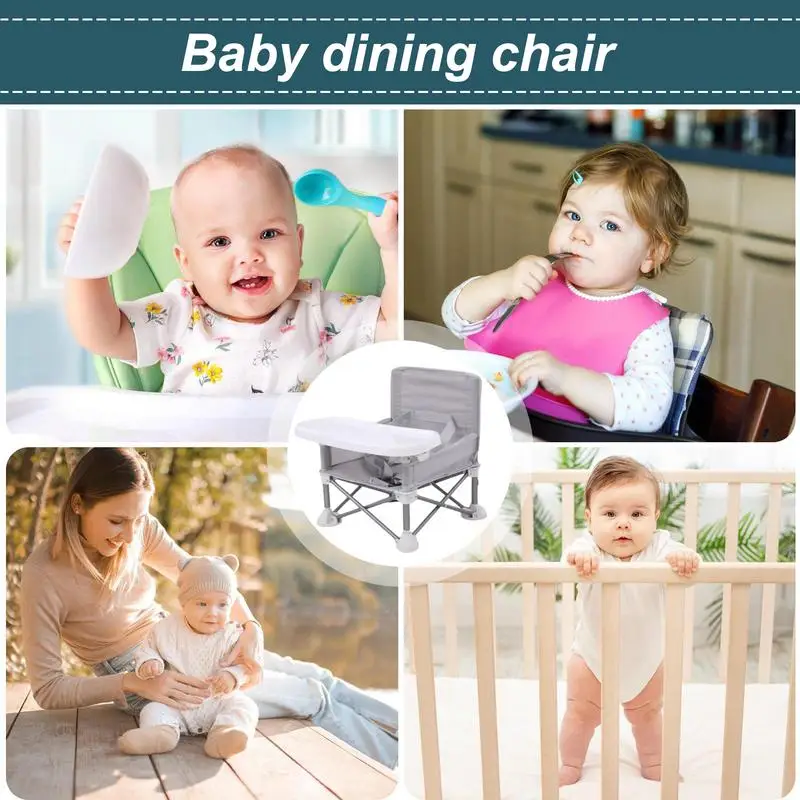Baby Foldable Portable Dining Chair With Plate Seat Belt Children\'s Beach Chair Camping Child Comfortable Feeding Seat Baby