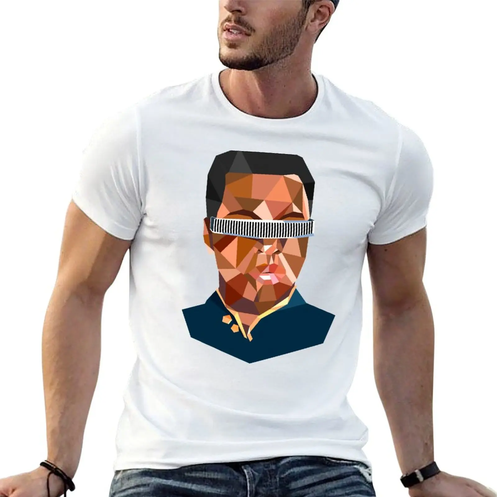 Camiseta con retrato de Star Trek Next Generation Geordi La Forge, camiseta de algodón suave y ligera