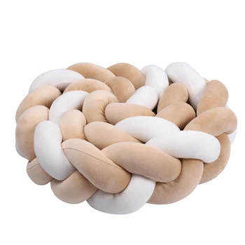 1-4M 아기 침대 범퍼 수제 매듭 끈 직조 플러시 어린이 침대 보호대 유아 매듭 베개 베이비 룸 장식