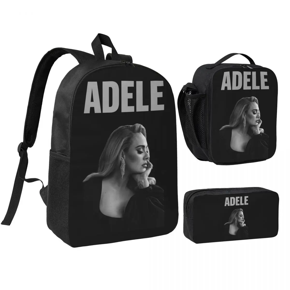 Cool Singer Adele Tour 2024 Music Album Backpack Student BookBag School Bag Shoulder Bags 3ps Insulated Lunch Bag Pencil Case