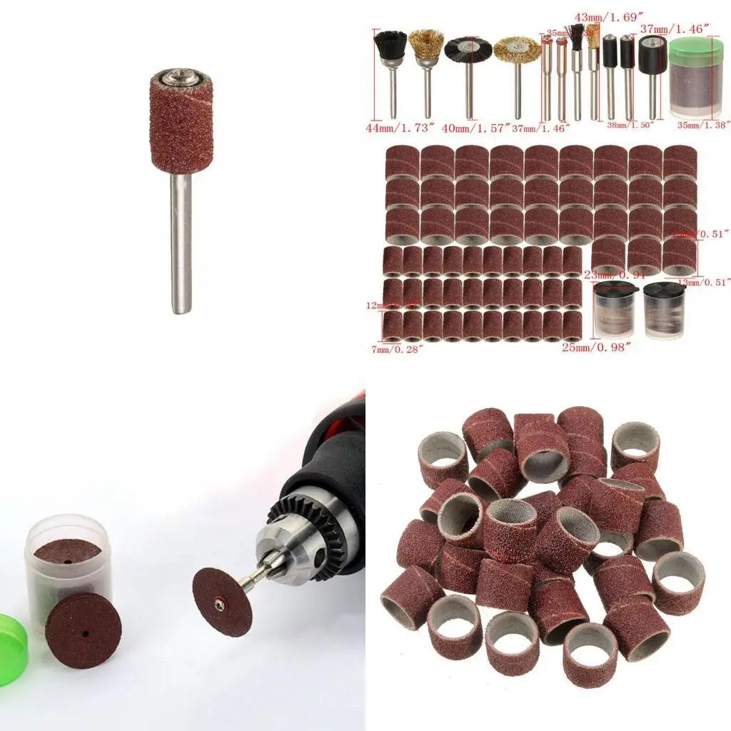 

Y1UD 150Pcs Rotary Power Tool Fits 1/8" Shank Sanding Polish Accessory Bit Set