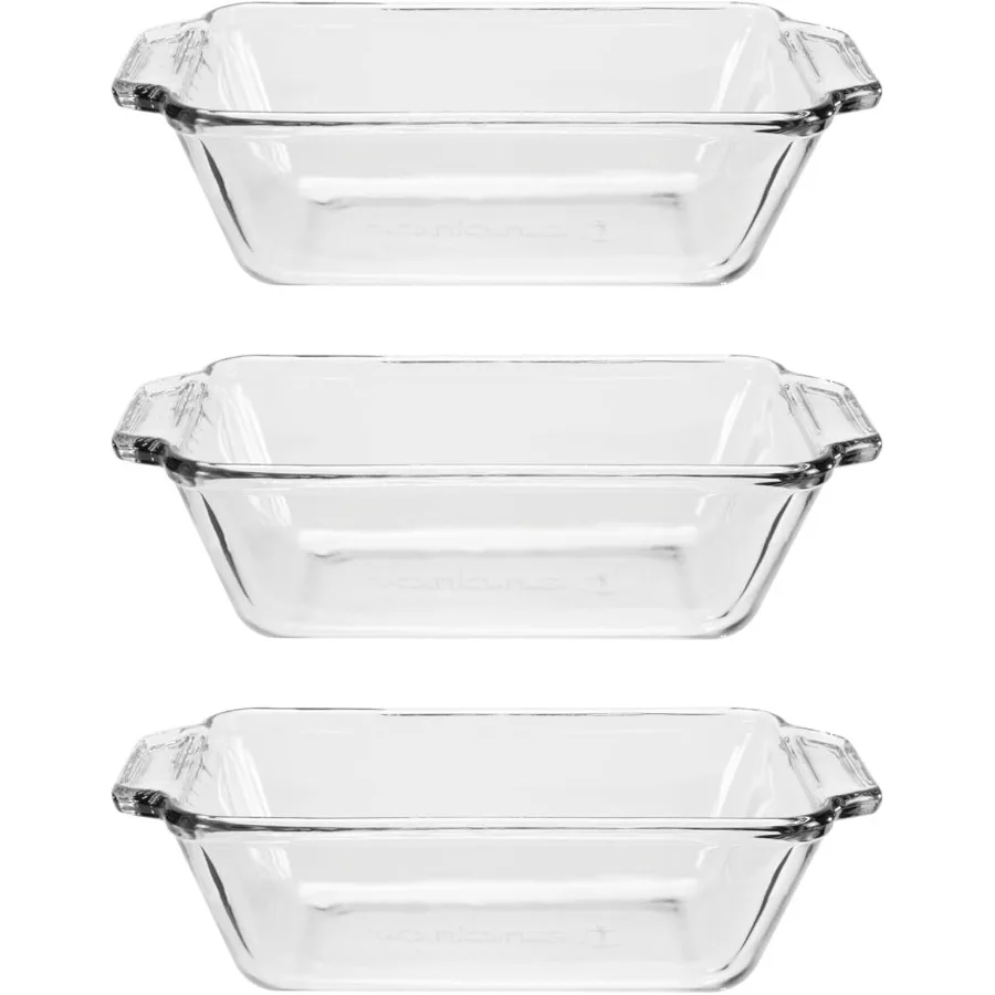 

Glass Bread Pan 1.5 Quart Loaf Pan Set of 3 for Baking Homemade Bread Cake and Muffins Transparent NonStick Reusable Kitchen Ba