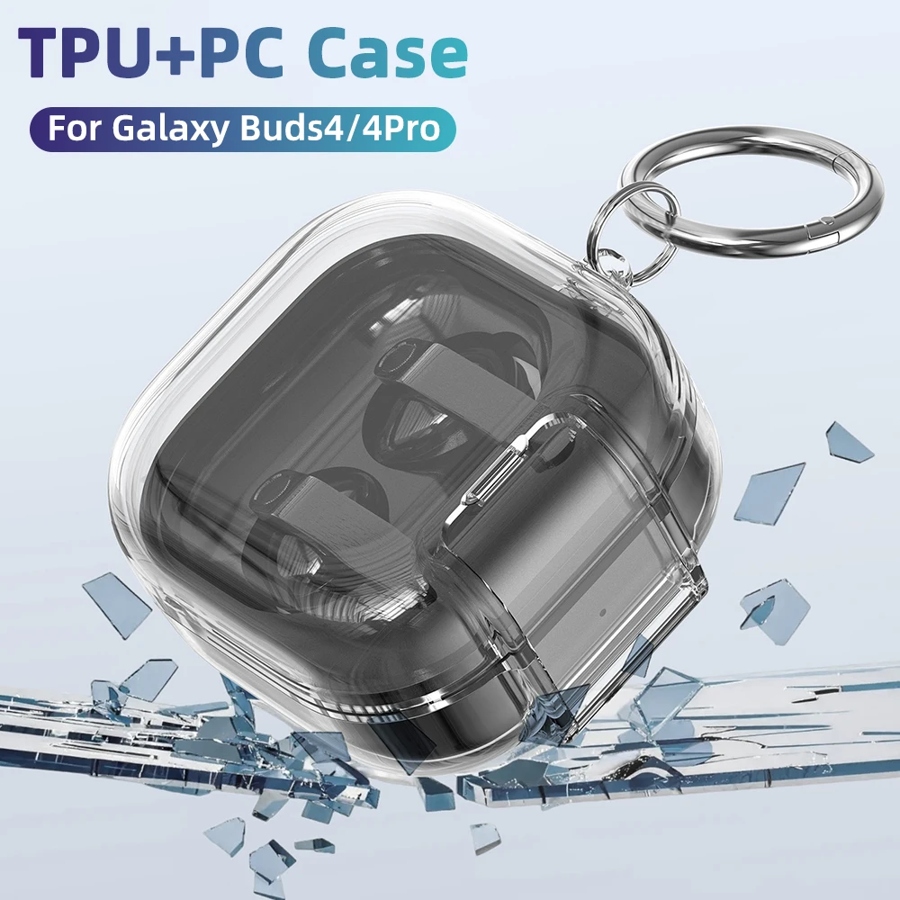 

PC+TPU Case for Samsung Galaxy Buds 4/4 Pro - Clear Cover Anti-Scratch Protection with Mobile Phone Holder for Buds4 Case