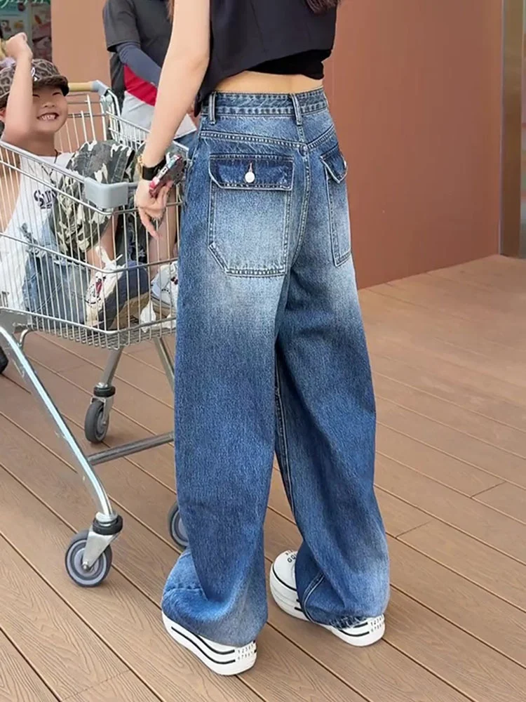 

plus Size Vintage Blue Jeans Women Loose High Waist Slim Straight Wide Leg Pants for Pear Shaped Body Comfortable Breathable