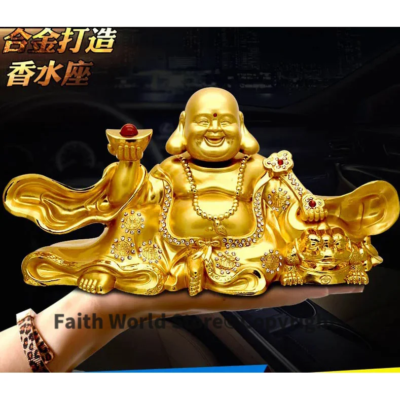 

HOME OFFICE Company SHOP CAR TOP Efficacious Money Drawing thriving business gold Maitreya Buddha FENG SHUI brass statue