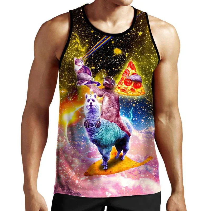 Llama And Cats Tank Top Men 3d Print Cute Funny Tank Tops Women Floral Shirts Y2k Top Graphs T-shirts Kid Hawaii Beach Vest Tees