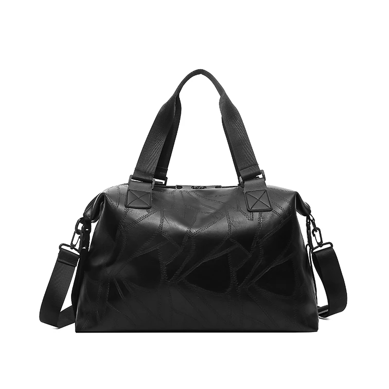 Daily Wear Vintage Leather Overnight Bag Simple Barrel Shape, Lightweight Carry Bag for Shopping Fitness Weekend Outings