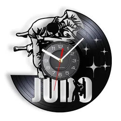 Japanese Martial Art Home Decor Judo Vinyl Record Wall Clock Jiu-Jitsu Frameless Silent Non ticking Wall Watch Judoka Gifts