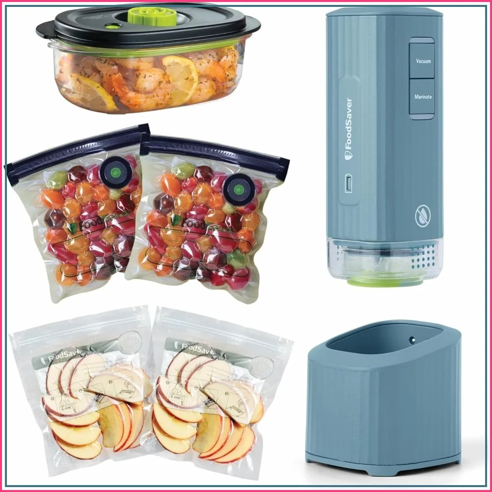 

Mini Handheld Vacuum Sealer with Marinate Setting & Charging Dock, Cordless for Freezer, Storage, Sous Vide, Meal Prep