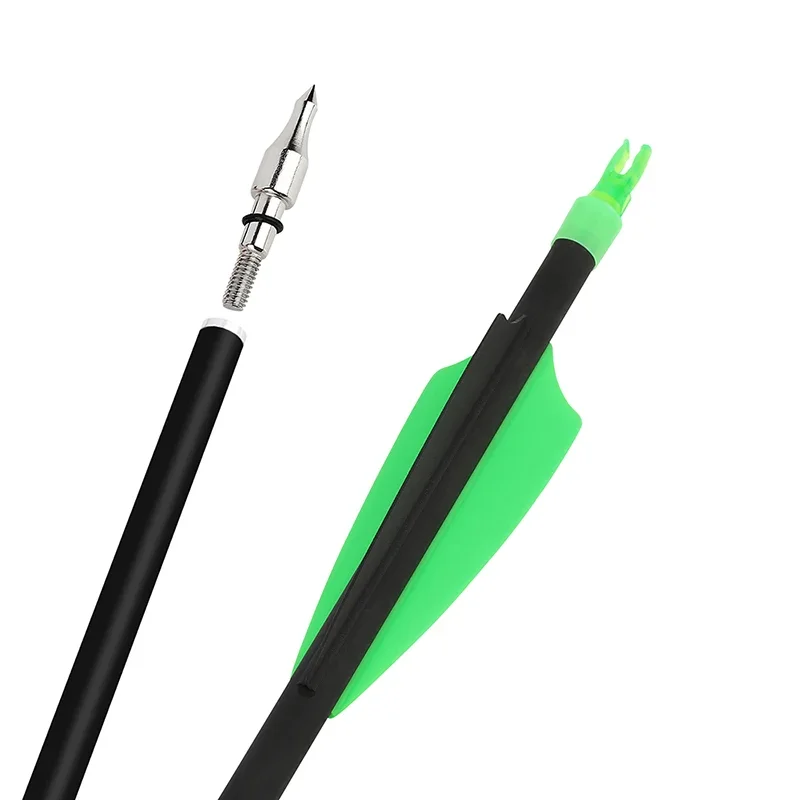 6/12 stücke 30 Zoll Pfeil Spine 500 Mixed Carbon Faser 3 "Gummi Feder 100 Korn Pfeilspitze für Bogen schießen Jagd Bogenschießen Pfeil