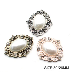 10 pezzi di accessori in lega di strass di perle Vintage da 30*26MM accessori per gioielli con strass per la decorazione dell'abito da sposa fai da te