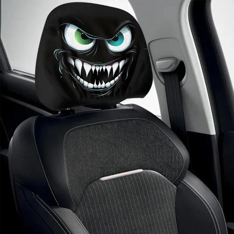 

Креативные защитные чехлы на подголовники автомобиля с изображением злых глаз, мягкие чехлы из полиэстера, легко чистящиеся для