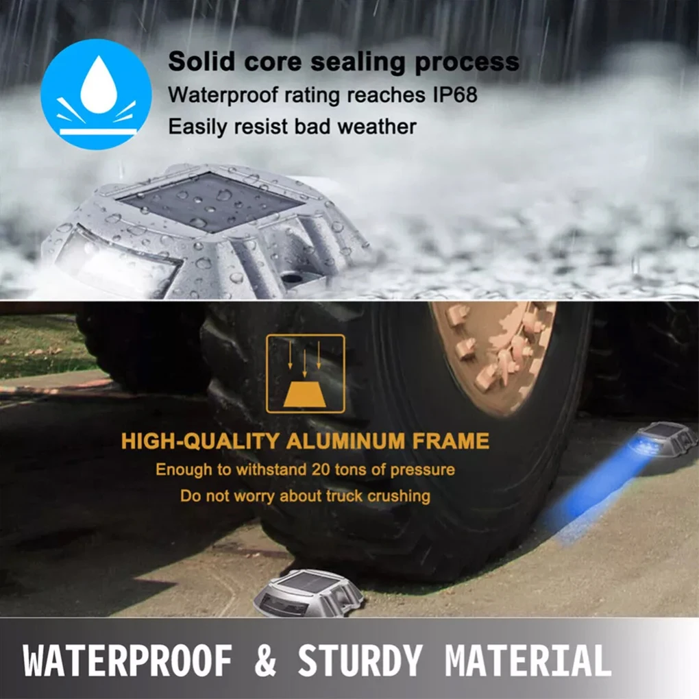 Durable Aluminum Solar Driveway Light For Bright Outdoor Road Safety Waterproof Blink Warning Light