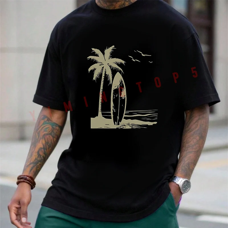 

Beach Summer Graphic Print Motorcycle Cotton Tshirt Men Funny Men T-shirt Summer Harajuku Short-Sleeve Top Tees
