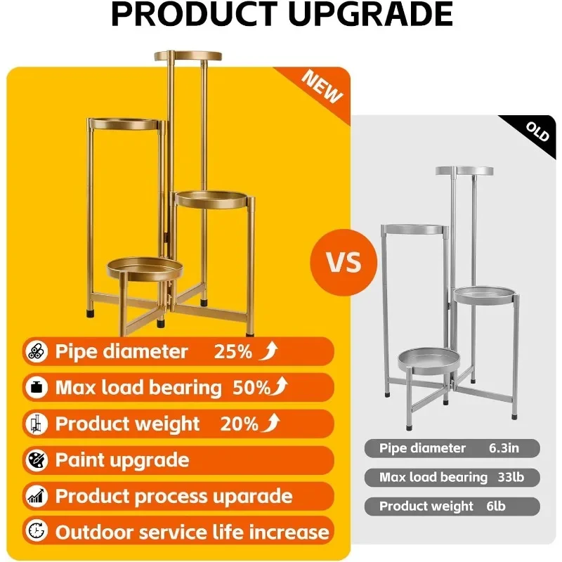 حامل نباتي من Best.4 طبقات للاستخدام الداخلي والخارجي، رف نباتي معدني بطول 31 بوصة مقاوم للماء، حامل نباتي بتصميم قابل للطي للمنزل