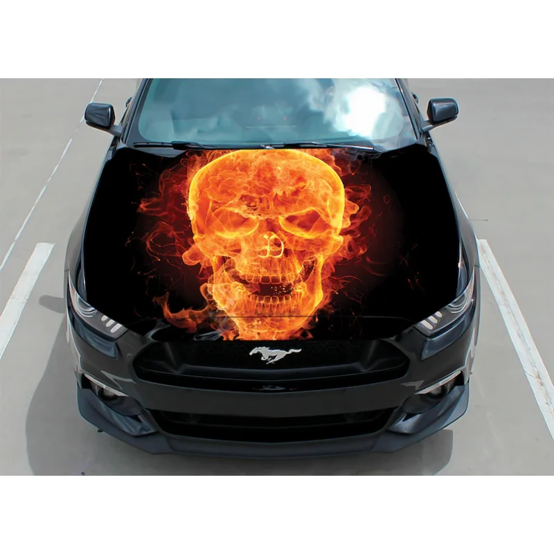 Car Hood Decal, Vinyl, Car Sticker, Graphic, Wrap Decal, Truck Decal, Truck Graphic, Bonnet Decal Skull F150 Fire Flame CUSTOM