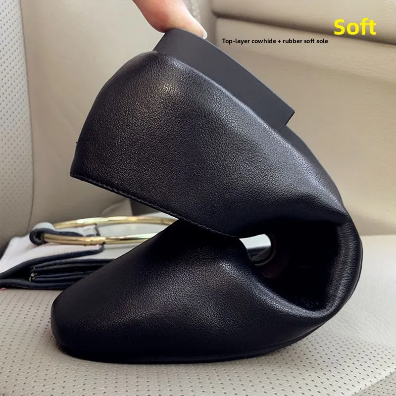 Soft Bot plat femmes oes été nouveau Sle tête carrée Slip-On et mère oes cuir souple Faionable toutes saisons appartements