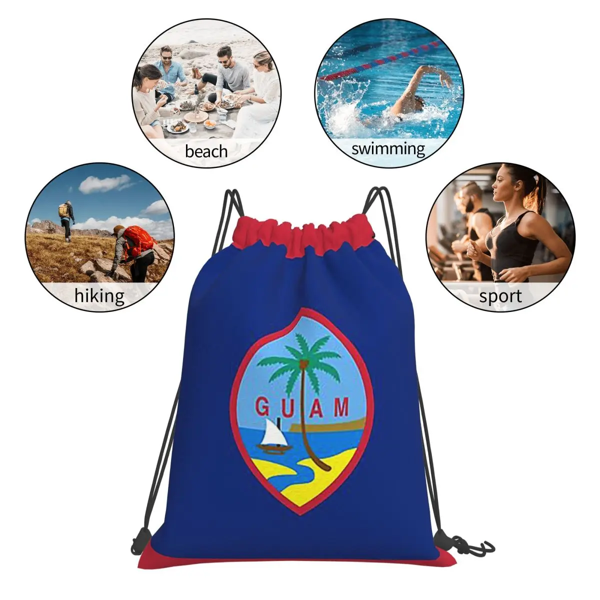 Flag Of Guam, Guamanian Flag Backpacks Multi-function Portable Drawstring Bags Storage Bag Book Bags For Travel Students