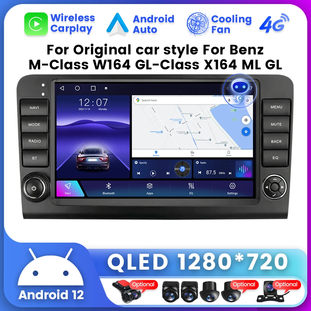 Original Style Android 13 Carplay Car Radio For Mercedes Benz ML GL W164 ML350 ML500 GL320 X164 ML280 GL350 GL450 GPS Multimedia