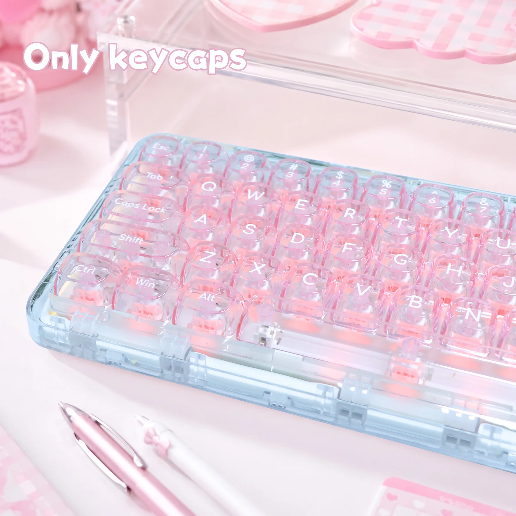 MOA  Fully Transparent PC Keycaps for Backlit Keyboard Custom Key Caps for Mechanical Keyboard 68 75 85 95 108