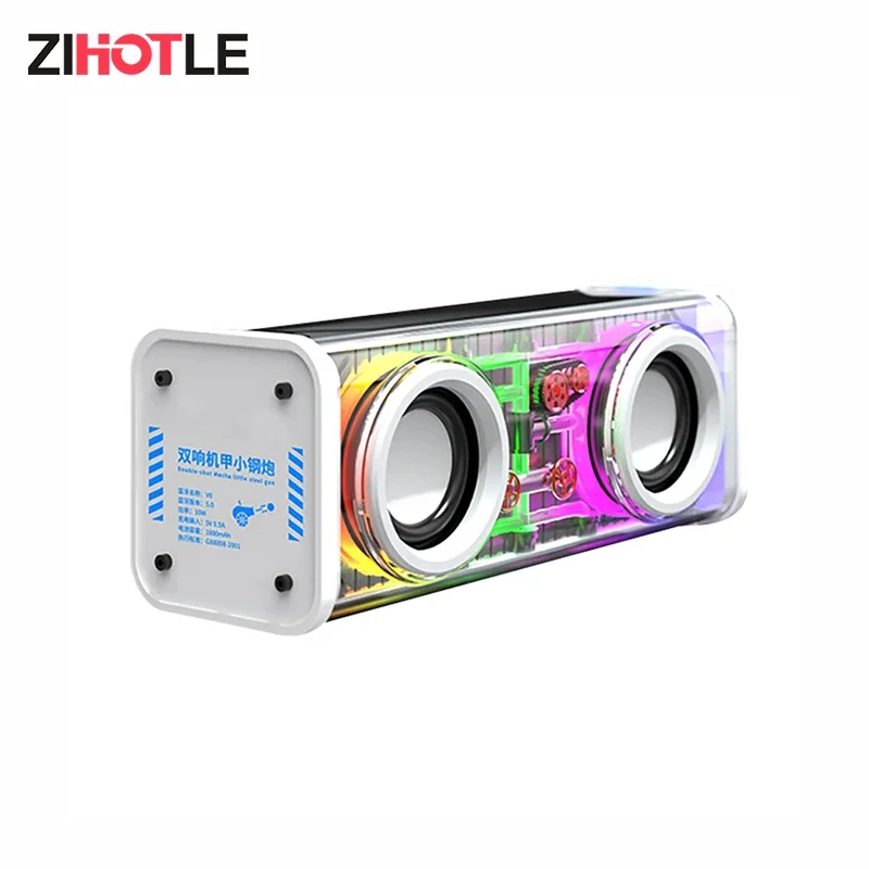 

ZIHOTLE Bluetooth Speaker Transparent Mechanical Subwoofer Loudspeaker 5W High Power 1800mAh Wireless Sound Box