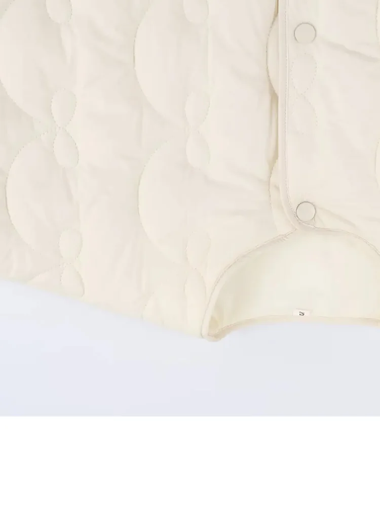 

HH Women Fashion Single Breasted Pocket Decoration Short Coat Female Winter Solid Long Sleeves O-Neck Quilting Cotton Jacket