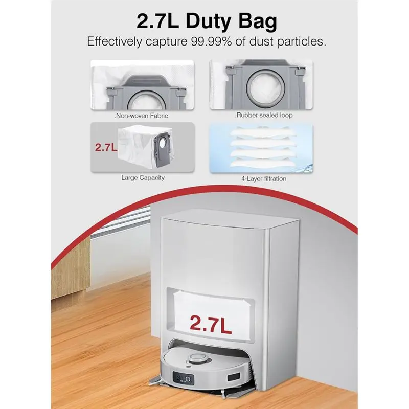 Pièces de rechange DT25 pour aspirateur Roborock QRevo MaxV Pro S Plus : brosse à rouleau, brosse latérale, filtre HEPA, chiffon de nettoyage, sac à poussière.