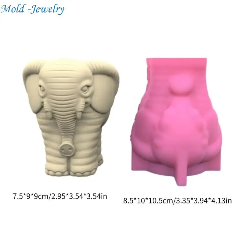 69HB Elephant Silicone Mould for Flower Pots Vase Mold Concrete Cement Epoxy Resin