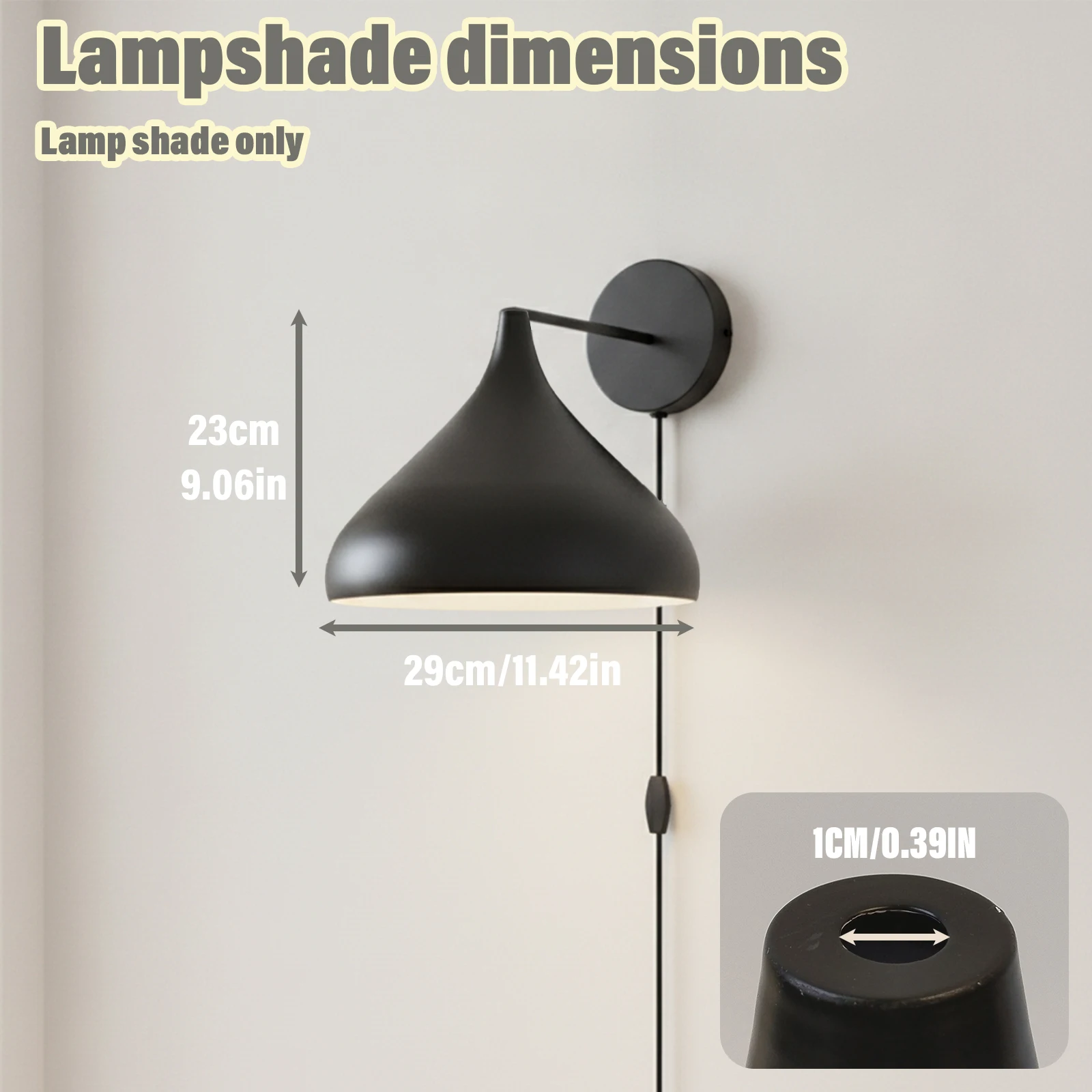 Modern Metal Lamp Shade, Matte Black Teardrop Cone Iron Cover for Pendant Light E27