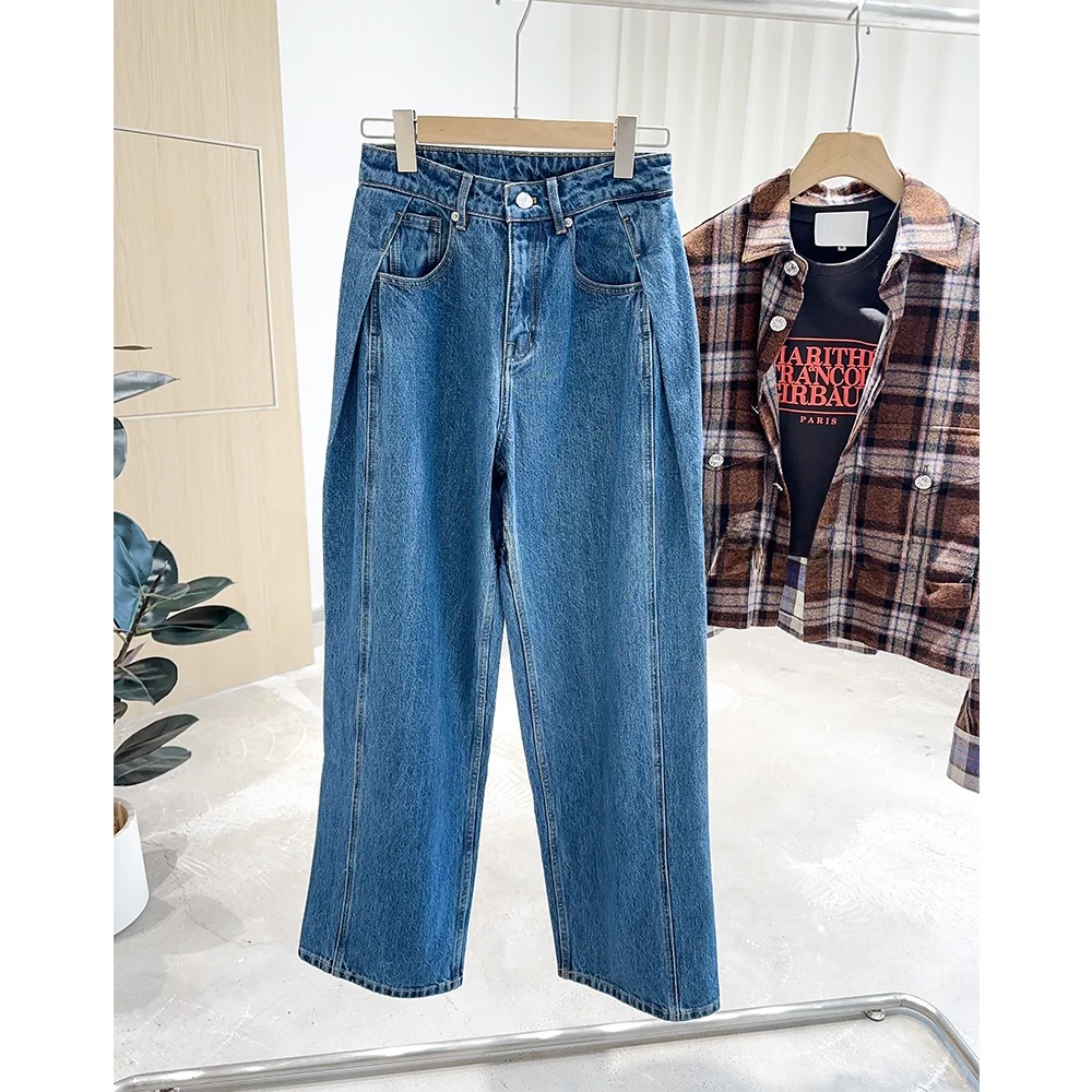 

Mimifa High Waist Wide Leg Jeans Women's Faionable Straight Cut Classic Design Spring New Sle Commute Zipper Closure