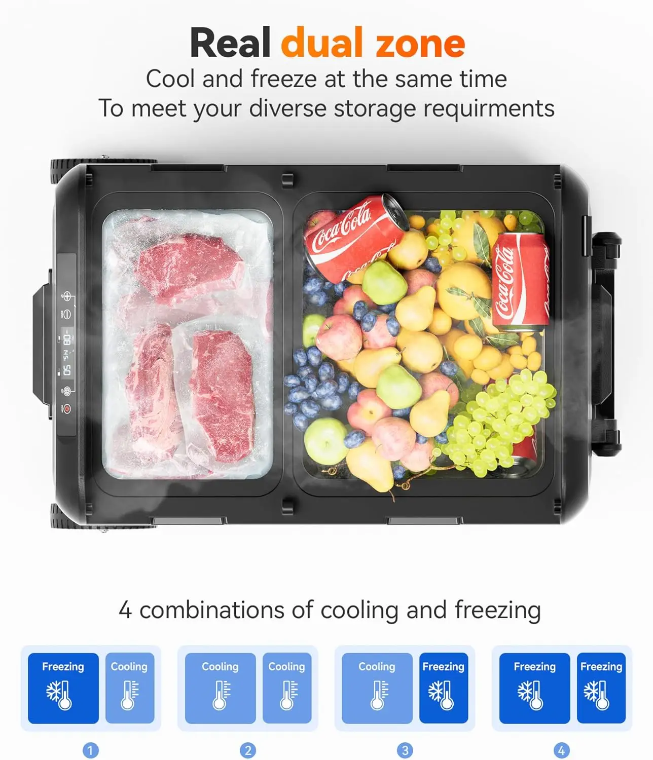 Portable Freezer(-8℉~68℉) with 12/24V DC 100/240V AC, APP Control E