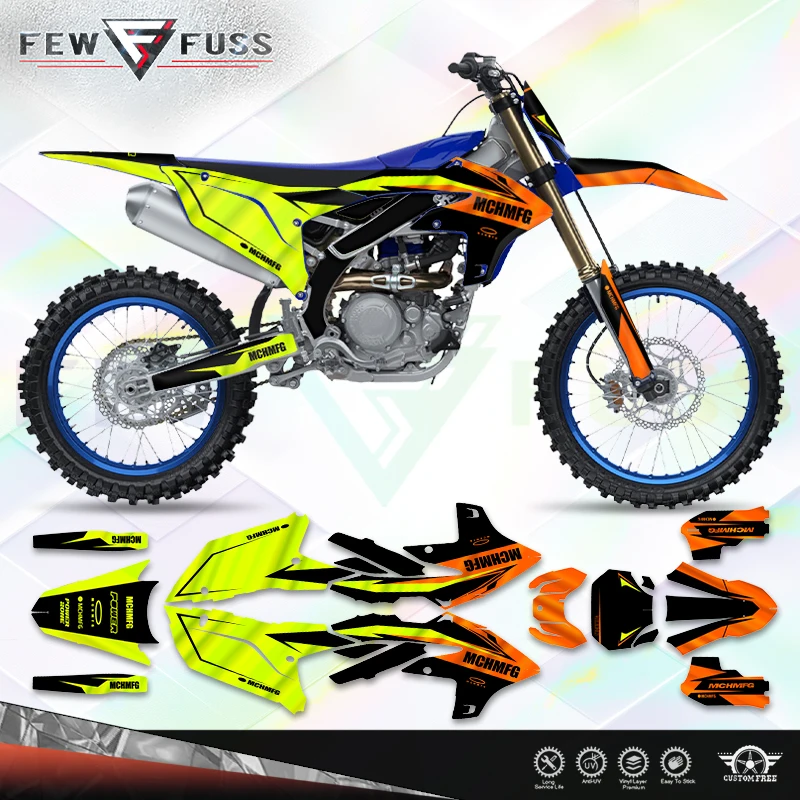 Fewfuss Racing Holographic Chrome Graphics Stickers for Yamaha YZF450 2023‑2025, YZF250 2024 to 2026 Complete Decal