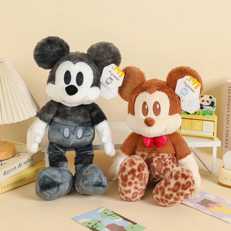 Juguetes de peluche Kawaii de Disney Mickey Mouse de 37cm, regalos navideños para niños y niñas, muñecos de peluche encantadores, muñecos de peluche de Mickey