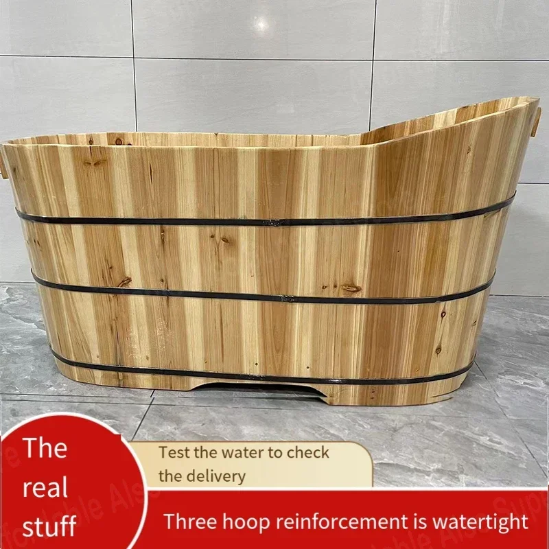 Solid wood bath bucket Wooden bathtub Beauty salon Adult household medicine bath full body adult bath bucket Wooden bucket