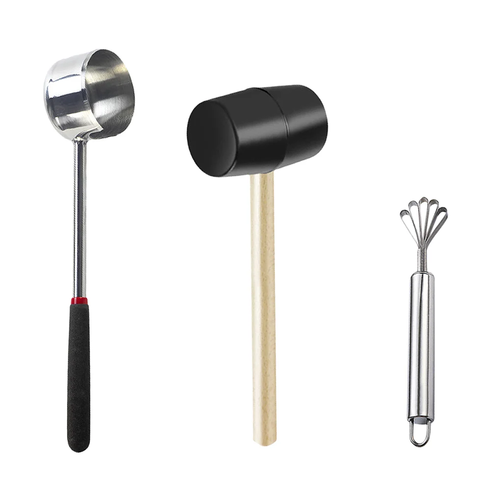 

Opener Opening Tool for Coconut Stainless Steel Shell Kitchen Gadget Wooden