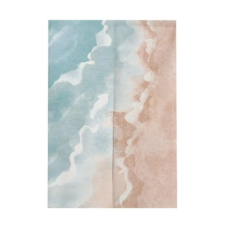 Abstract Landscape Sunrise Bird Fabric Half Door Curtain Partition Curtain Non Perforated Hanging Curtain Door Curtain