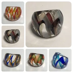 New Murano Glass Rings For Women Colorful Ribbon Finger Rings Handmade Glass Jewelry Fit Daily Party Girls Gifts