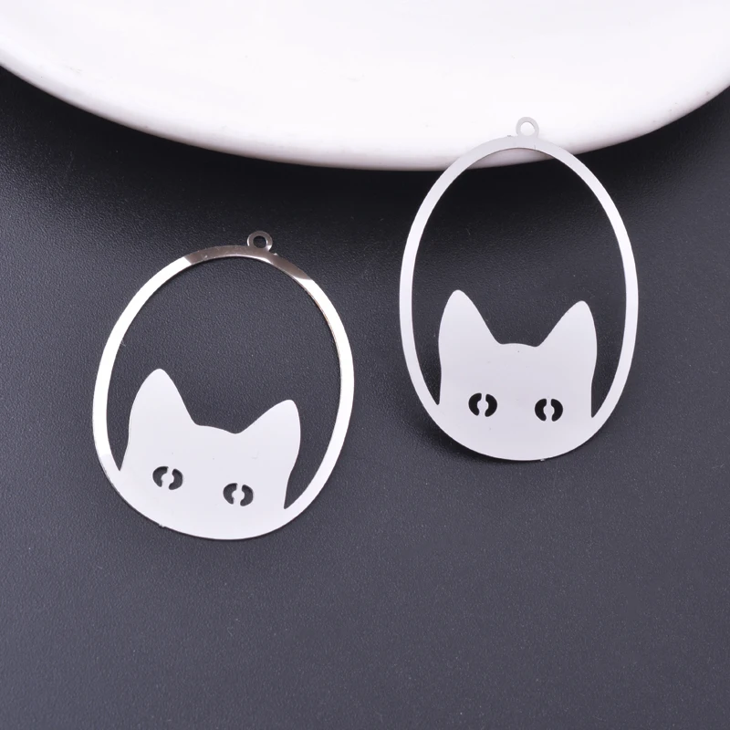 30pcs AD3485 Filigree oval-shaped Eyes Of Cat Charms Earring Metal Brass Yellow Green Thin Pendant DIY Jewelry Earring Making