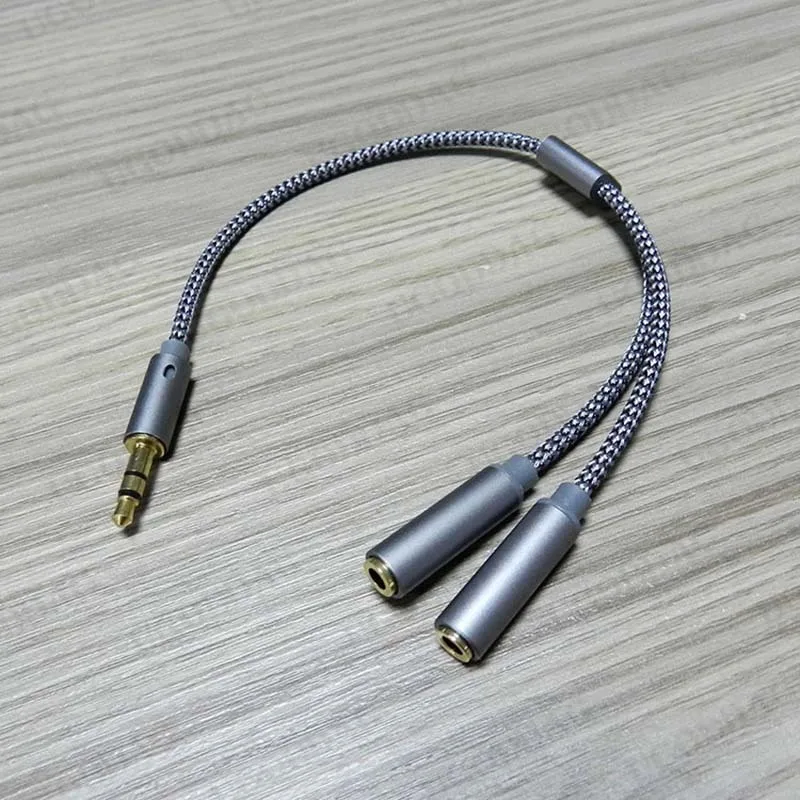 3.5mm rozdzielacz Audio Y Jack 1 męski do 2 żeńskich M/F 3.5mm słuchawki Stereo Adapter złącza akcesoria do słuchawek 25cm