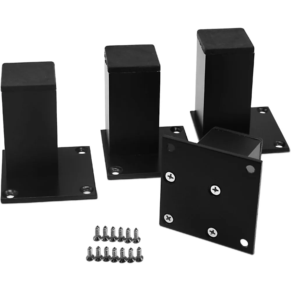 

4Pcs 4Inch Metal Furniture Legs, Square Metal Cabinet Support Foot for Sofa, Cabinet, Bookshelf, Bed, and Table (Black)