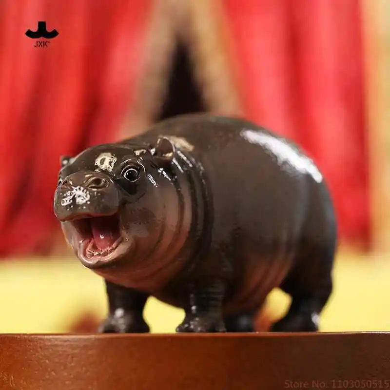 JXK Hippo Cub Moodeng Pork Balls Bouncing Pig Simulation Animal Gk Figure Model Decoration