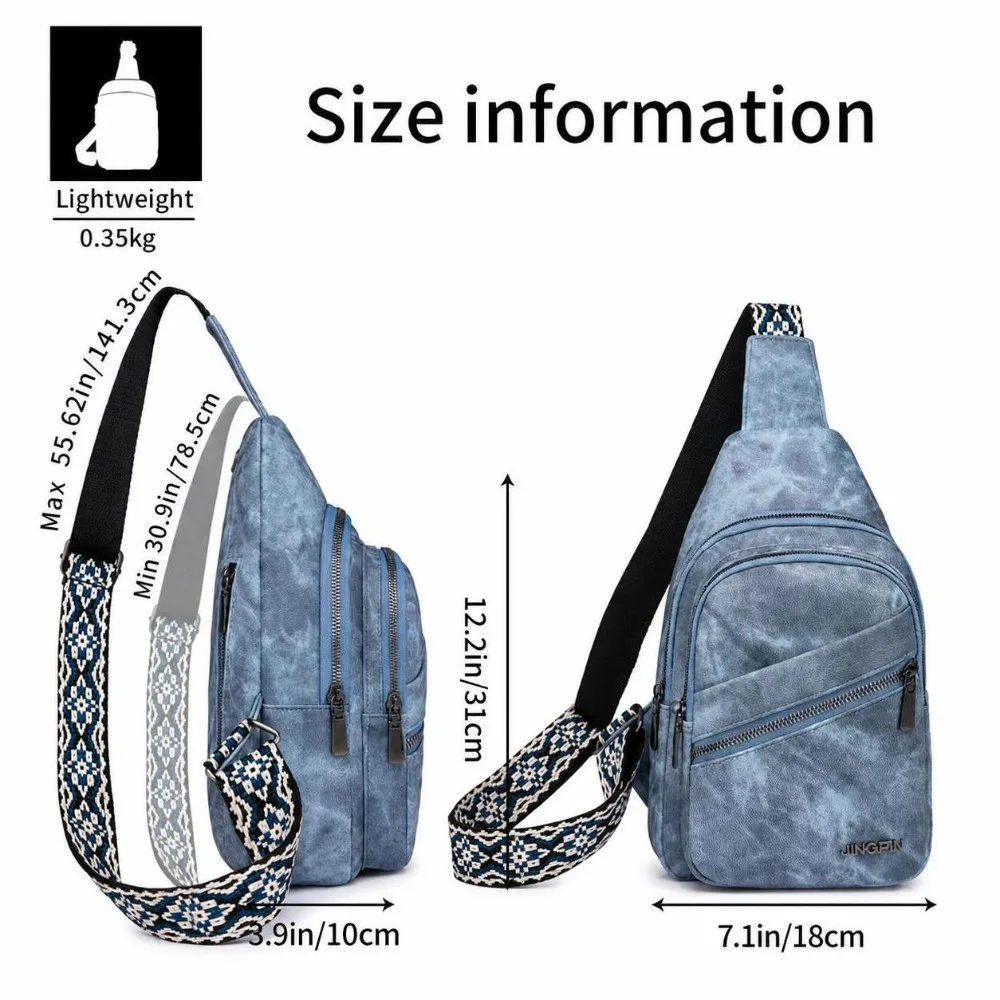Fashion PU Leather Chest Bags Versatile Soft Crossbody Bags Portable Sling Packs For Men view 6