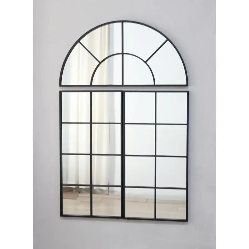Large Arched Wall Mirror with Triple Sections, 30in x 45in - Elegant Multi-Panel Design for Home Decor